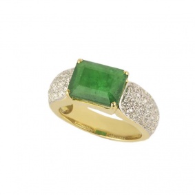 18k Yellow Gold Emerald & Diamond Dress Ring 3.78ct 18k Yellow Gold Emerald & Diamond Dress Ring 3.78ct